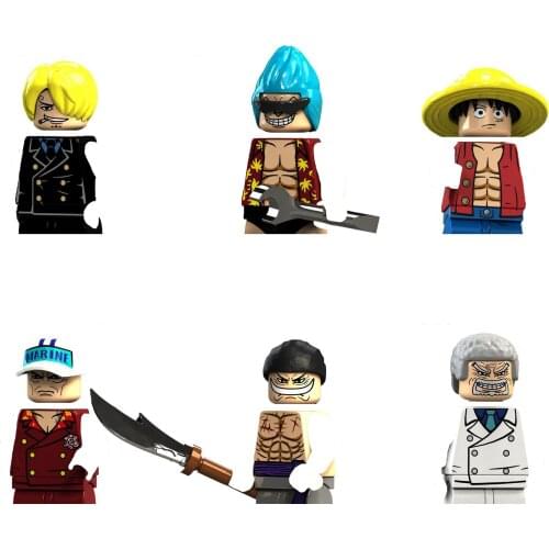 6 Style One Piece Anime Character Cartoon Puzzle Assembled Building Block Action Figure Doll OPP Bag Child Toys Christmas Gifts
