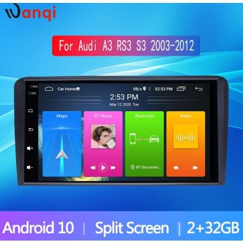 9 inch Android10 Split Screen RDS GPS Navigation Car Radio for Audi A3 S3 RS3 2003-2012 WIFI SWC Picture in Picture Audio Player