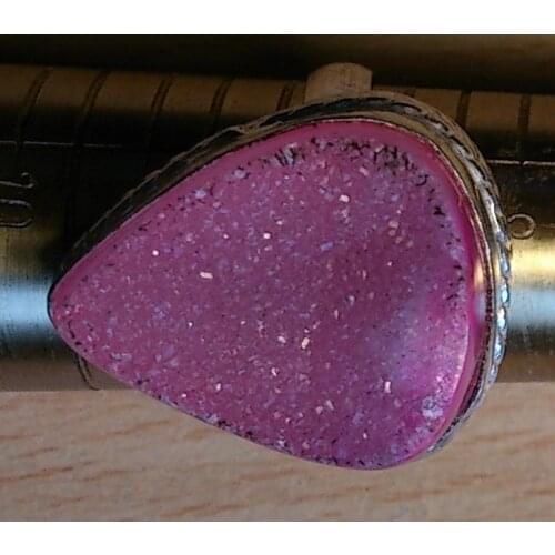 Agates Drusy Ring Silver Overlay over Copper, USA Size : 8.25 , XXR027