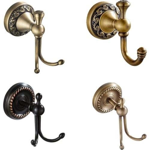 Antique Brass Coat Hook Clothes Towel Hangers Storage Door Hook Robe Hooks Wall Bathroom Accessories for Clothes Coat Hat Bag