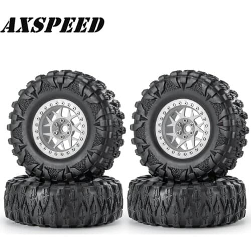 AXSPEED 2.2inch RC Wheel Rims and Rubber Wheel Tires Skin Kit for 1:10 RC Crawler Axial SCX10 Wraith 90018 Wheels Parts
