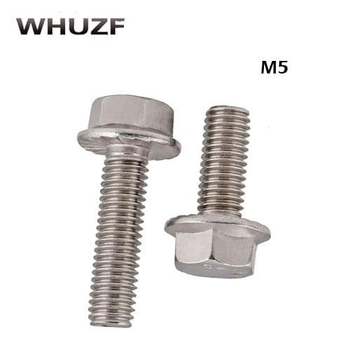 Free shipping M5 Large hexagon head flange bolts Stainless steel series hex head flange bolt Tooth with hexagonal screw