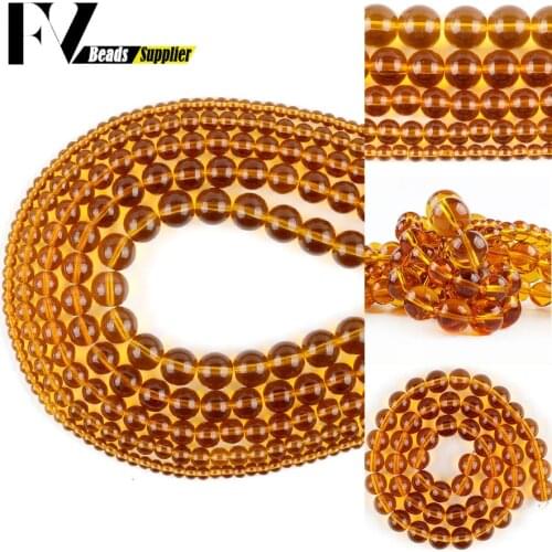 Natural Brown Crystal Glass Round Beads Loose Spacer Stone Beads For Jewelry Making Findings Diy Bracelet Charm 4 6 8 10 12mm