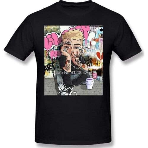 Men Lil Peep Hellboy Black T-Shirt Cartoon Cotton Tees Harajuku TShirt Streetwear T Shirt