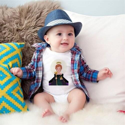 Frozen Queen Elsa Baby Girls Rompers Royal Crown Prince Clothing Infant Newborn One-Pieces Newborn Clothes Short Sleeve