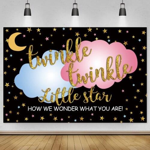 Laeacco Sweet Twinkle Twinkle Little Star Fantasy Moon Star Cloud Baby Shower Birthday Party Photocall Backdrop Photo Background