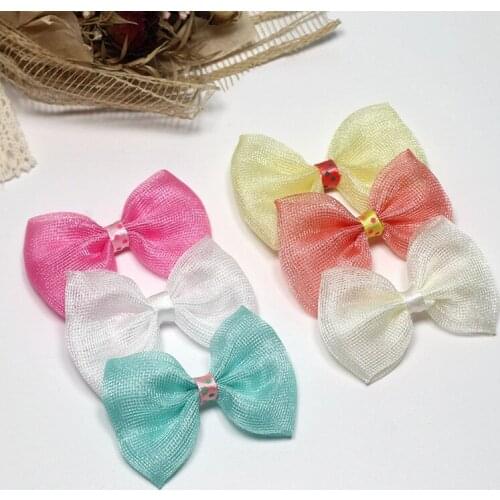 20Pcs 4*5.5cm Sweet Yarn Ribbon Bowknot DIY Craft Supplie Clothing Shoes Bags Decor Headwear Sewing Appliques Gift Box Packaging