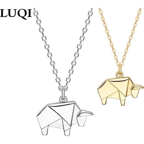Fashion Maverick Origami Style S925 Silver Platinum Plated Simple Couple Necklace 483