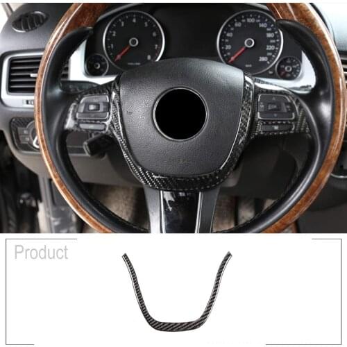For Volkswagen Touareg 2011-2018 Soft Carbon Fiber 3D Sticker Steering Wheel Decoration Strip Trim Car Accessories
