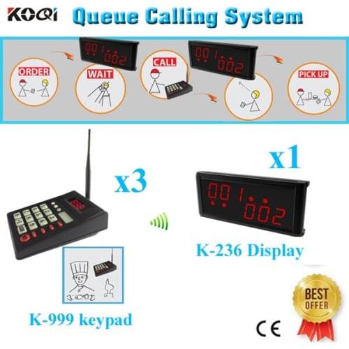 Table Queue System Wireless Communication Queue Management Solutions Electronic( 1 display + 3 transmitter numeric keypad)