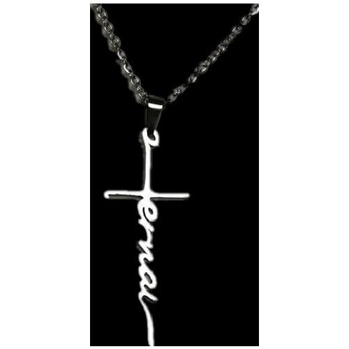 New product Amulet Cross Necklace Stainless Steel Letter Eternal Pendant Faith Necklace Fashion Jewelry Christmas Gift 4 colours