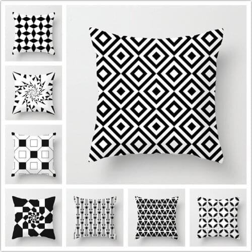 Brand New Simple Black White Geometry Cushion Case Hot Modern Nordic Decorative Pillows Case Livingroom Sofa Couch Throw Pillows