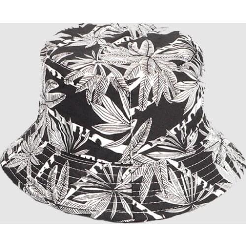 Summer Women Fishermans Hat Coconut Pattern Printing Bucket Hat Cotton Japanese Style Double Side Sun Caps Girl Fishermans Cap
