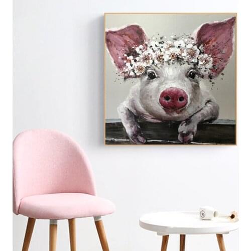Nordic Cute Pig Animal Canvas Poster Painting and Prints Oil Baby Room Decoration Wall Art Picture Art Kids Decoration No Frame