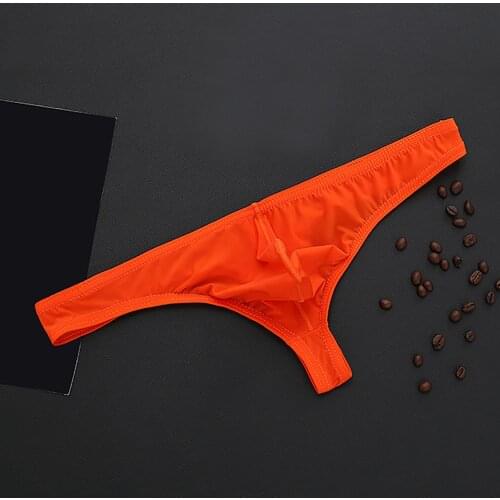 Gay Mens Underwear Panties Sexy Thong Raised Underwear Ice Silk Comfortable Sweat-absorbent Ultra-thin Breathable T string