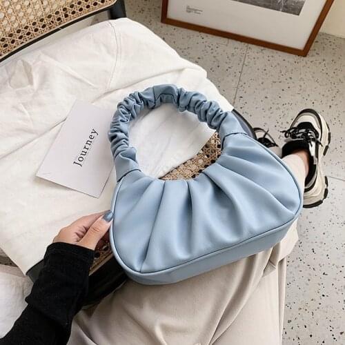 Women Hobo Bags Pleated 2020 Luxury Handbag And Purse Candy Color Underarm Bag Women Vintage Small Shoulder Bag Female Clutches