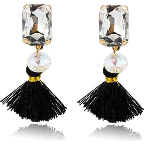 Szelam Ethnic Bohemia Jewelry Statement Dangle Drop Earrings Tassel Rhinestone Women Earings SER160099