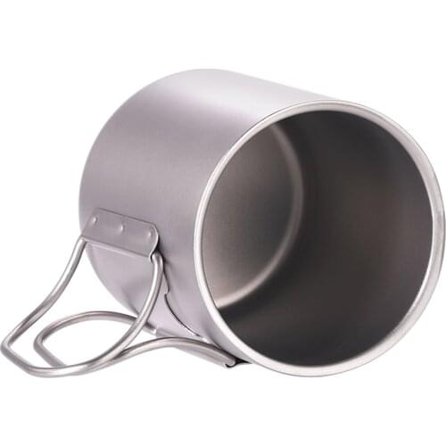 Lixada 330ml Double Wall Titanium Water Cup Coffee Tea Mug for Home Outdoor Camping Hiking Backpacking Picnic Goods