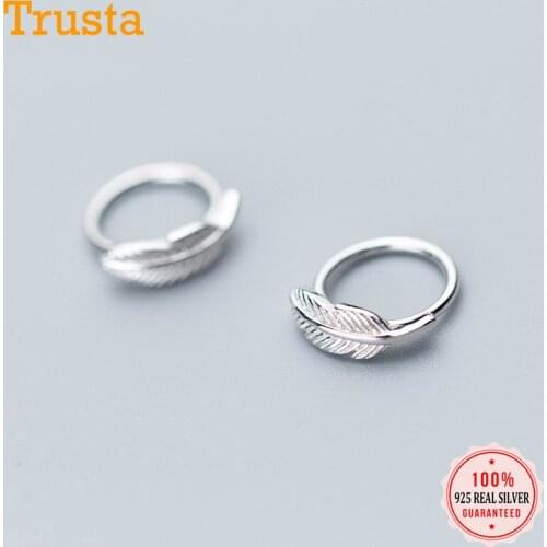 Trusta 925 Sterling Silver Hoop Geometric Leafs Ear Cuff Clip Earrings For Women Without Piercing Fashion Earings Jewelry DS608
