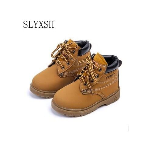 Winter Fashion Child Leather Snow Boots For Girls Boys Warm Boots Shoes Casual Plush Child Baby Toddler Shoe