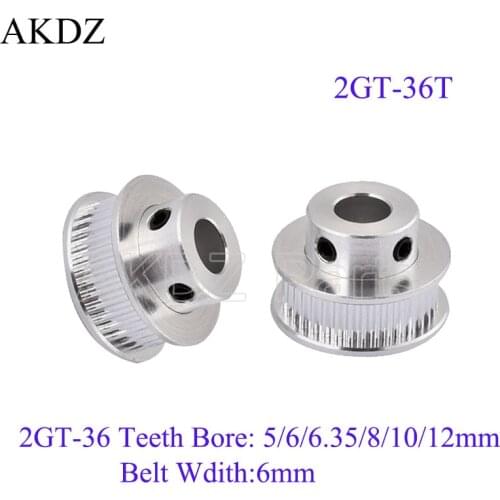 3D Printer Parts GT2 Timing Pulley 36 Tooth Wheel Bore 5mm 8mm Aluminum Gear Teeth Width 6mm 2GT Accessories For Reprap