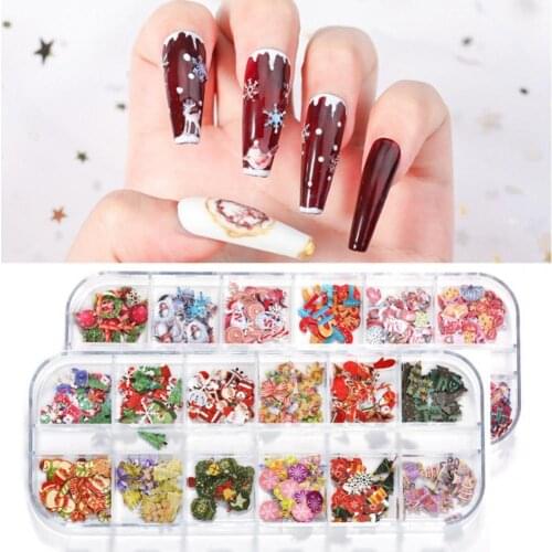 1 Box 12 Colors Christmas Manicure Art 3D Butterfly Glitter Foil Nail Sticker