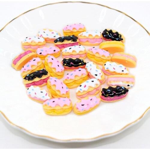10Pcs 3 Colors Pink Cream Sandwich Bread Resin Kawaii Accessories Scrapbooking Cabochon Flatback Decoration Craft Embellishment