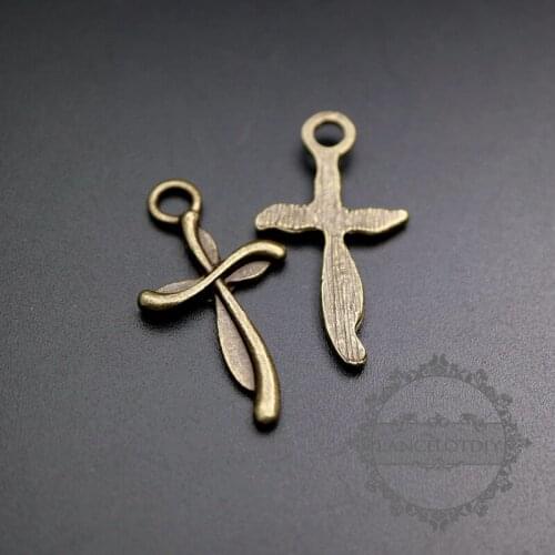 15x30mm vintage style antiqued bronze cross pendant charm DIY supplies 1810473