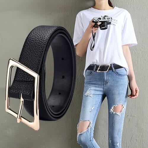 2021 PU Leather Belt For Women Buckle Pin Buckle Jeans Black Belt Chic Luxury Brand Ladies Vintage Strap Female Waistband
