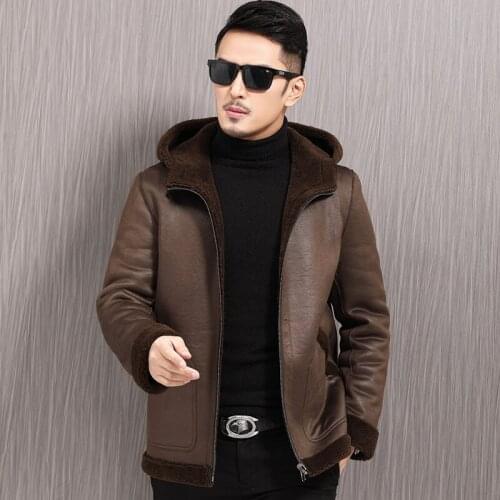 2021 Mens Parka Real Fur Coat Winter Men Long Sleeve Hooded Warm Outerwear Casual Loose Overcoat Plus Size Leather Jacket U08