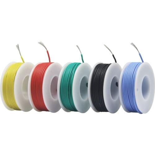 26AWG 50m flexible silicone wire 5 color mixing box 1 package wire and cable tinned copper wire stranding wire DIY