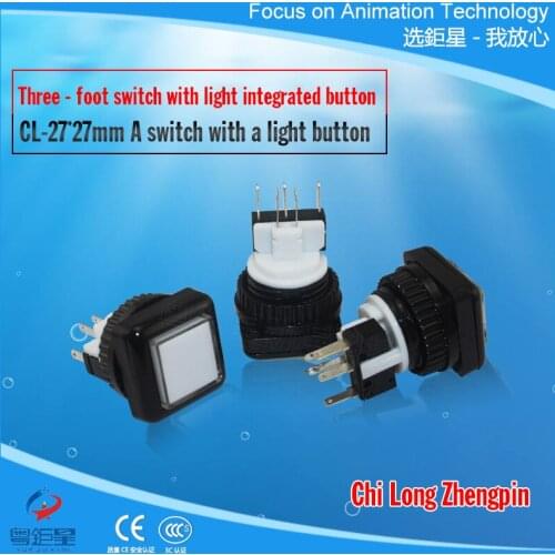 27mm Clear position button inline LED Push Button Square Illuminated with Micro-Switch For Arcade Game Console Switch push game