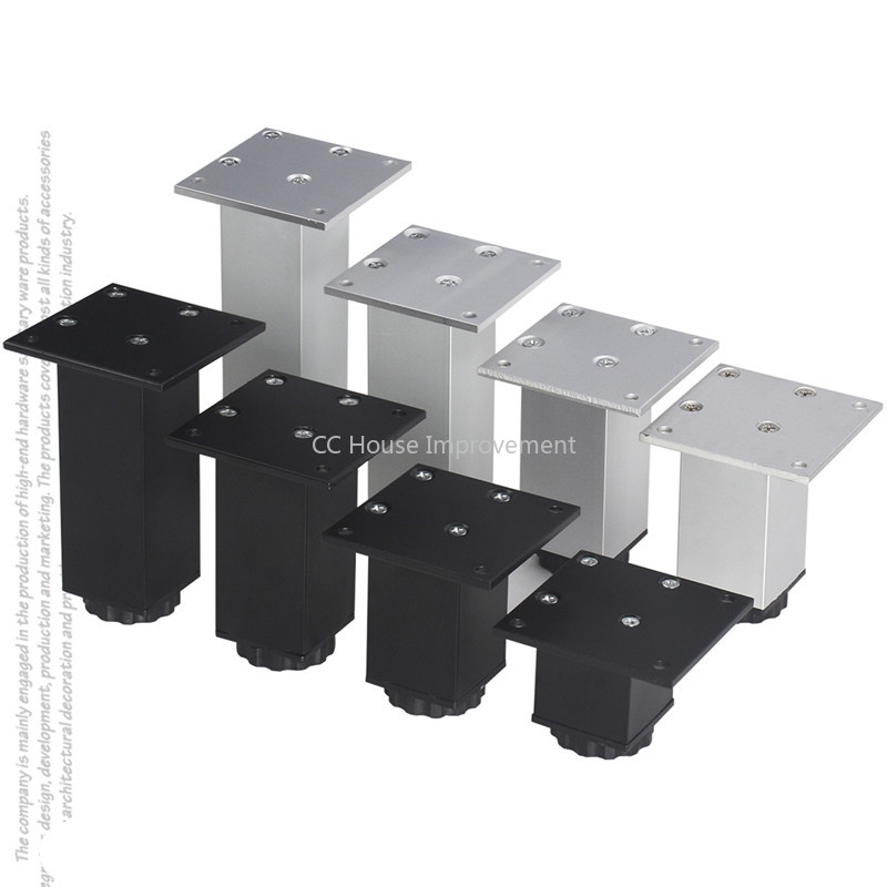4PCS Square Tube Adjustable Aluminum Alloy Furniture Legs for Heightening Sofa Kitchen Cabinet Table