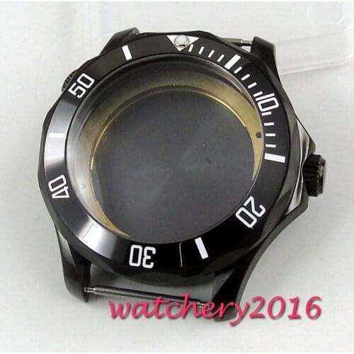 41mm PVD Coated Watch Case black Ceremic Bezel Fit for MIYOTA 8215 Automatic Movement