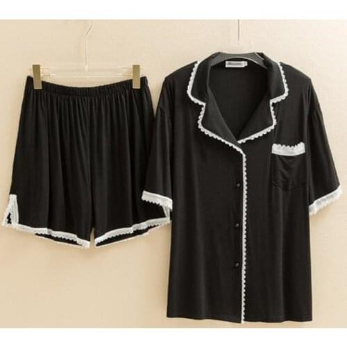 4XL 5XL Plus size pajamas for women short sleeve shorts set two piece sleepwear pijama new modal cotton nightwear pyjamas suit