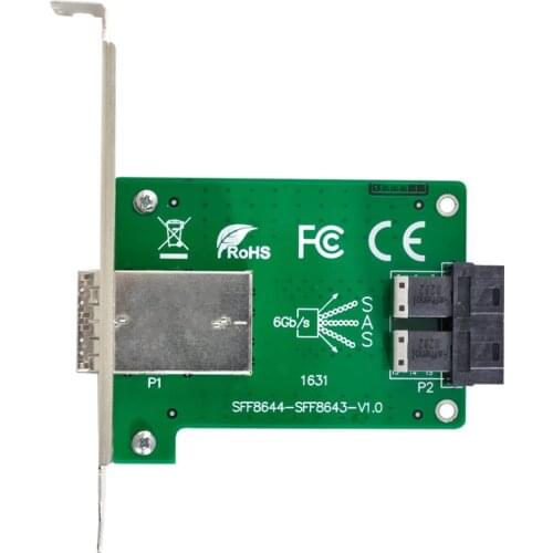 Chenyang Dual Ports Mini SAS HD SFF-8644 To Internal SAS HD SFF-8643 PCBA Female Adapter With Low Profile Bracket