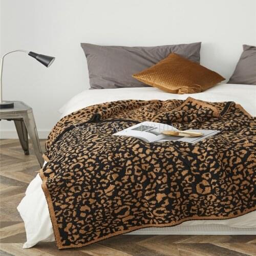 Kids Delicate Knitted Leopard Print Blankets Winter Warm Faux Fur Microfiber Stich Plaid Bedspread Fluffy Adult Blanket Throw