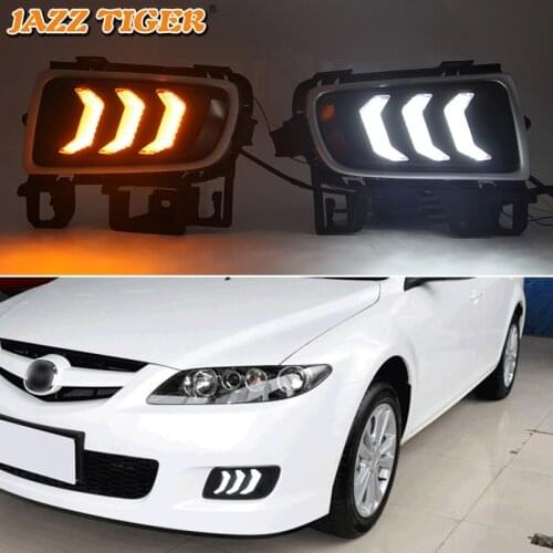 Daytime running lights For Mazda 6 2005 2006 2007 2008 Drl with Dynamic turn signals LED For cars auto Fog lights headlights
