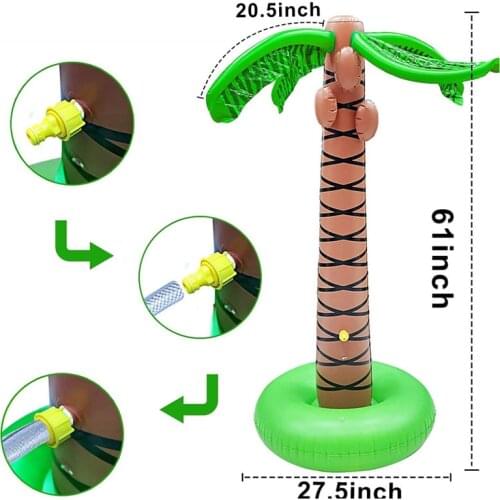 Hot Splash Toy Inflatable Coconut Tree Sprinkler with PVC Tube for Kids Wading Pool Water Toy for Outdoor Party 61in Tall