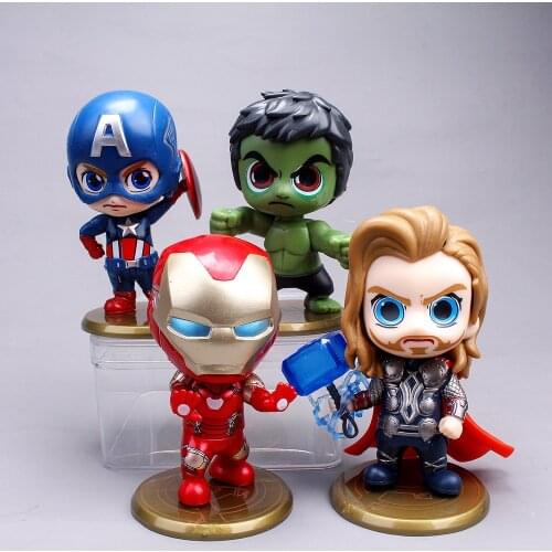 Disney Anime Marvel Toys Doll Action Figure Hulk Iron Man Avengers Captain America Thor Cake Decoration kids Gifts