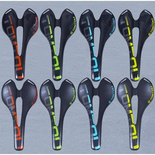 TOMTOU Road Bicycle Saddle Mountain Bike Seat Cycling Cushion Carbon Oval Rail Hollow Design 3K Carbon Glossy Matte Black