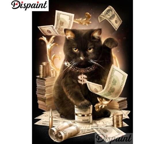 Dispaint Full Square/Round Drill 5D DIY Diamond Painting "Cat money" Embroidery Cross Stitch 3D Home Decor A10839