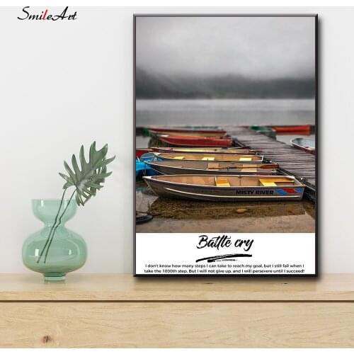 Classical Oil Painting Nordic Landscape Painting Wharf Oil Painting Sailboat Wall Painting Living Room Home Decoration