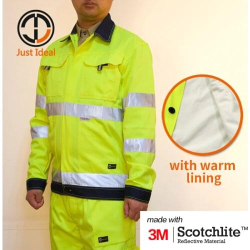 Mens Winter Jacket Casual Coat Waterproof Hi-Vis High Visibility 3M Reflective Stripes Yellow & Orange Warm Outwear ID673