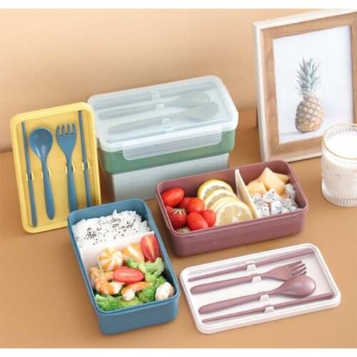 Lunch Box With Cutlery Leakproof Bento Box Lunch Container Food Storage Box Healthy for Student Office Worker Microwave