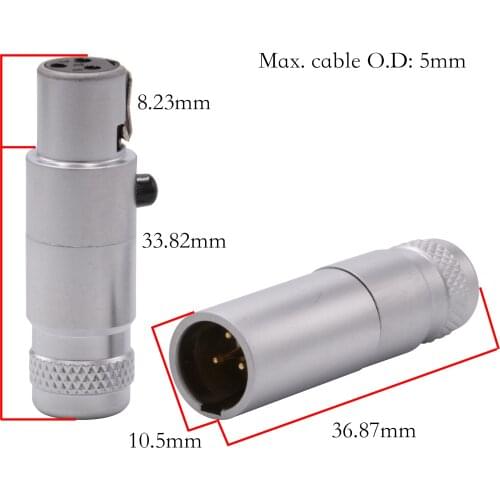 MPS Little Bee Mini 3Pin Male Female XLR Connector Balance Plug Adapter Socket For Hifi Audio Headphone Earphone 1PC