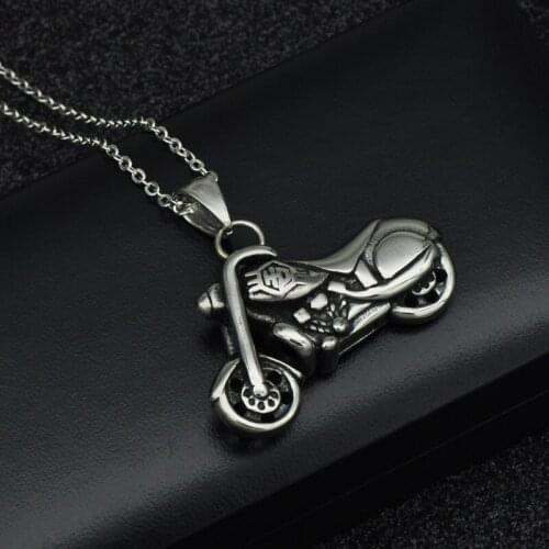 Mans Vintage Gothic Ghost Rider Pendants Stainless Steel Motorcycle motor bike Pendant Necklace
