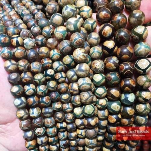 Natural Stone China Tibetan Dzi Green Carnelian Football Beads 8/10/12MM Jewelry bracelet making accessories DIY CTB10