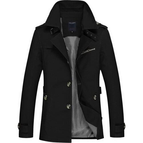 COLDKER New Style Mens Trench Coat Jacket Mens Plus size Cotton Washed Jacket MenS Wear-Top street wear coat