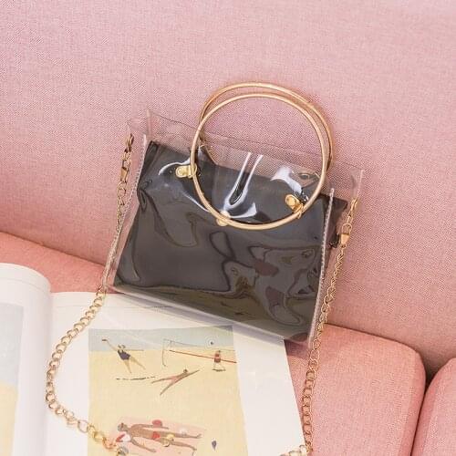 2021 Design Luxury Handbag Women Transparent Bucket Bag Clear PVC Jelly Small Shoulder Bag Female Chain Crossbody Messenger Bags